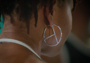 Large Logo Hoop Earring - Silver